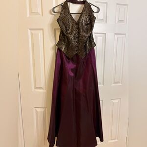 JS Collections Purple and Gold Maxi Dress